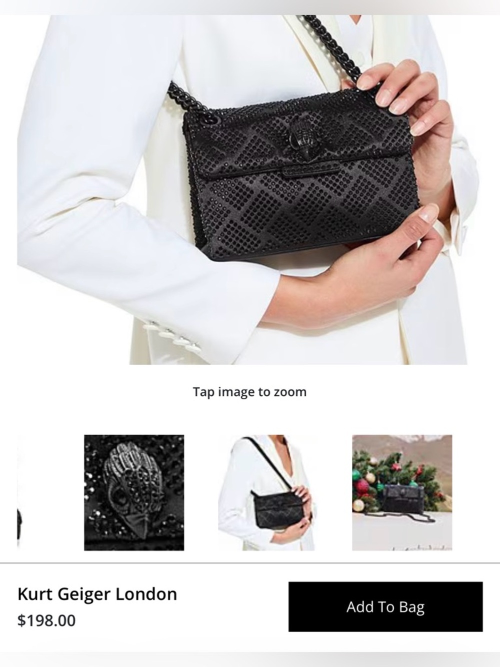 Kurt Geiger London Mini Kensington Monochromatic Rhinestone Crossbody Bag - Picture 7 of 7